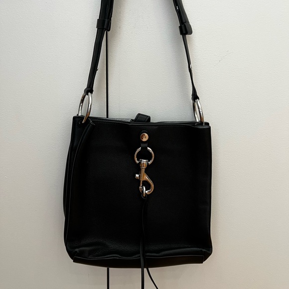 Rebecca Minkoff Megan Black Leather Feed Bag - Picture 1 of 14